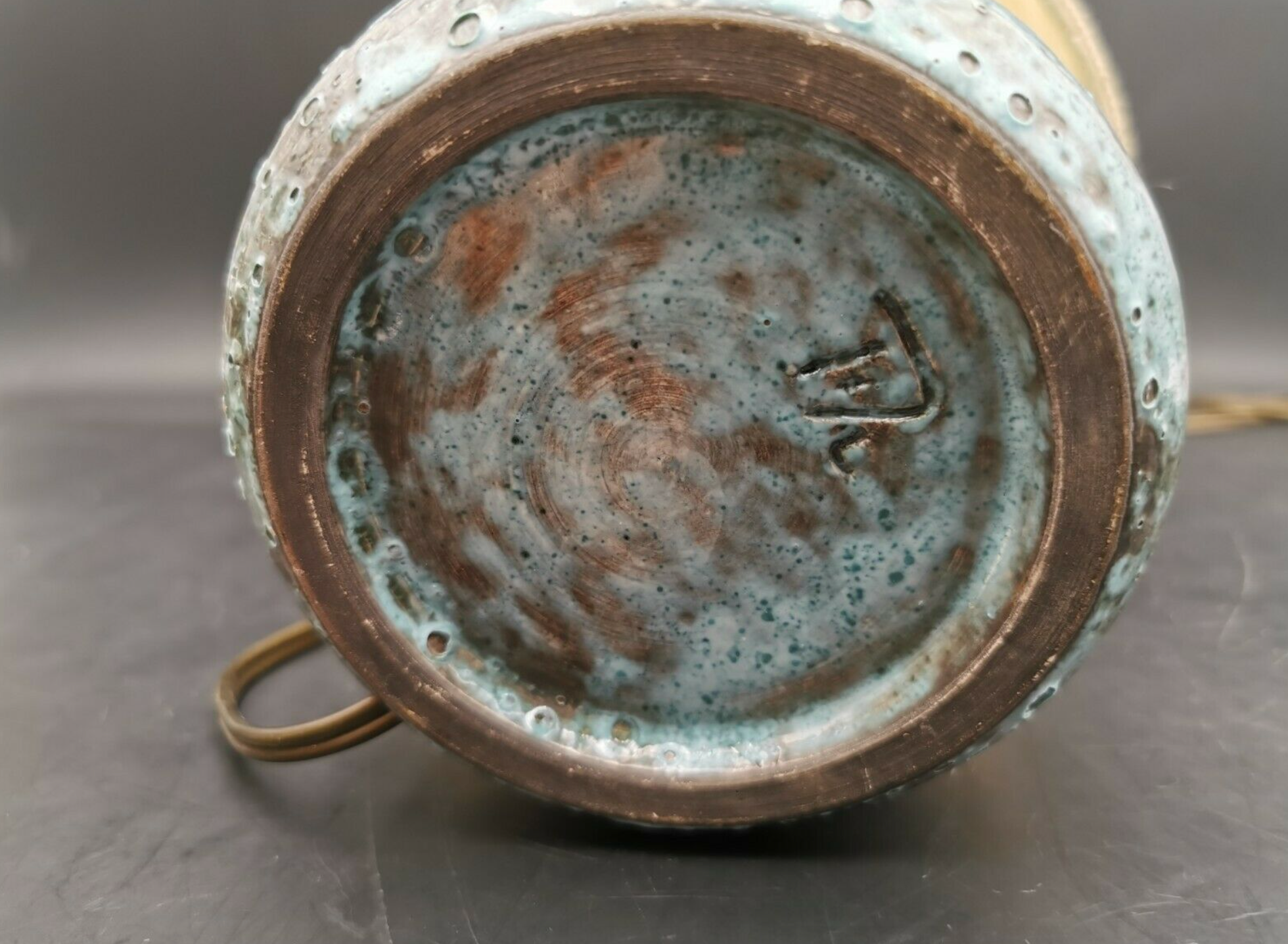 Lampe vintage céramique bleue
