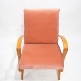 Peach velvet armchair