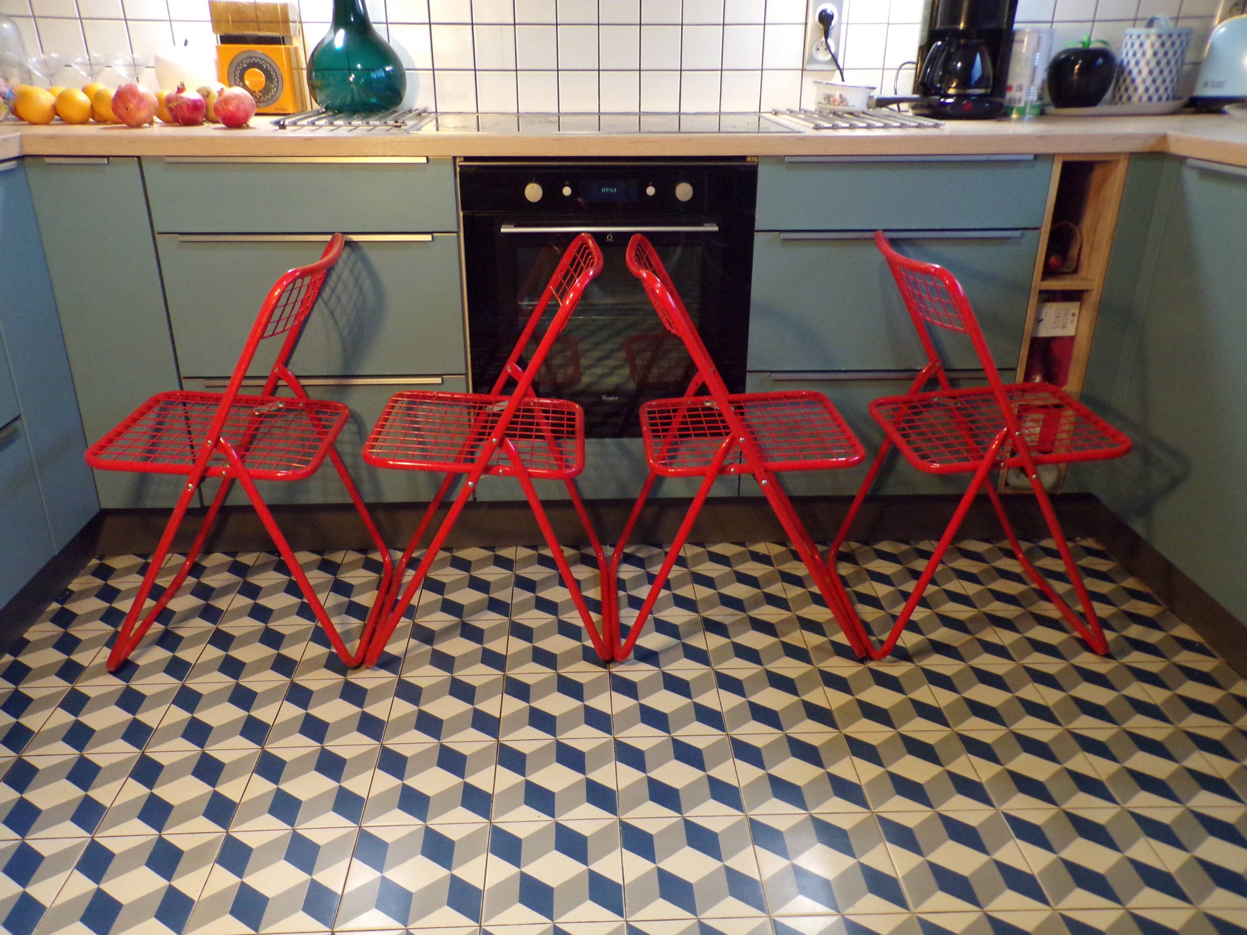 4 ted net mesh folding chairs by Niels Gammelgaard for ikea