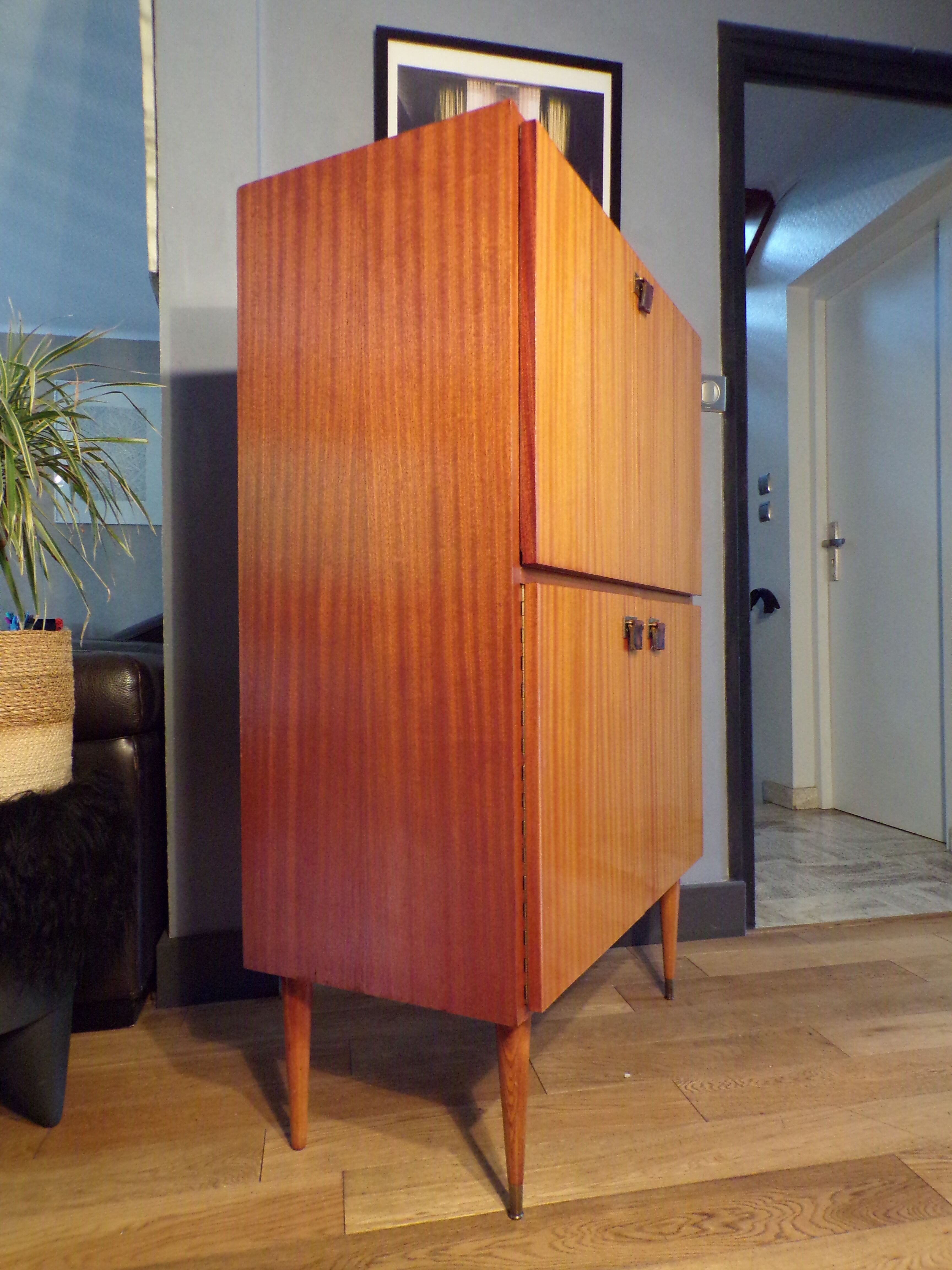 Vintage teak and leather secretary