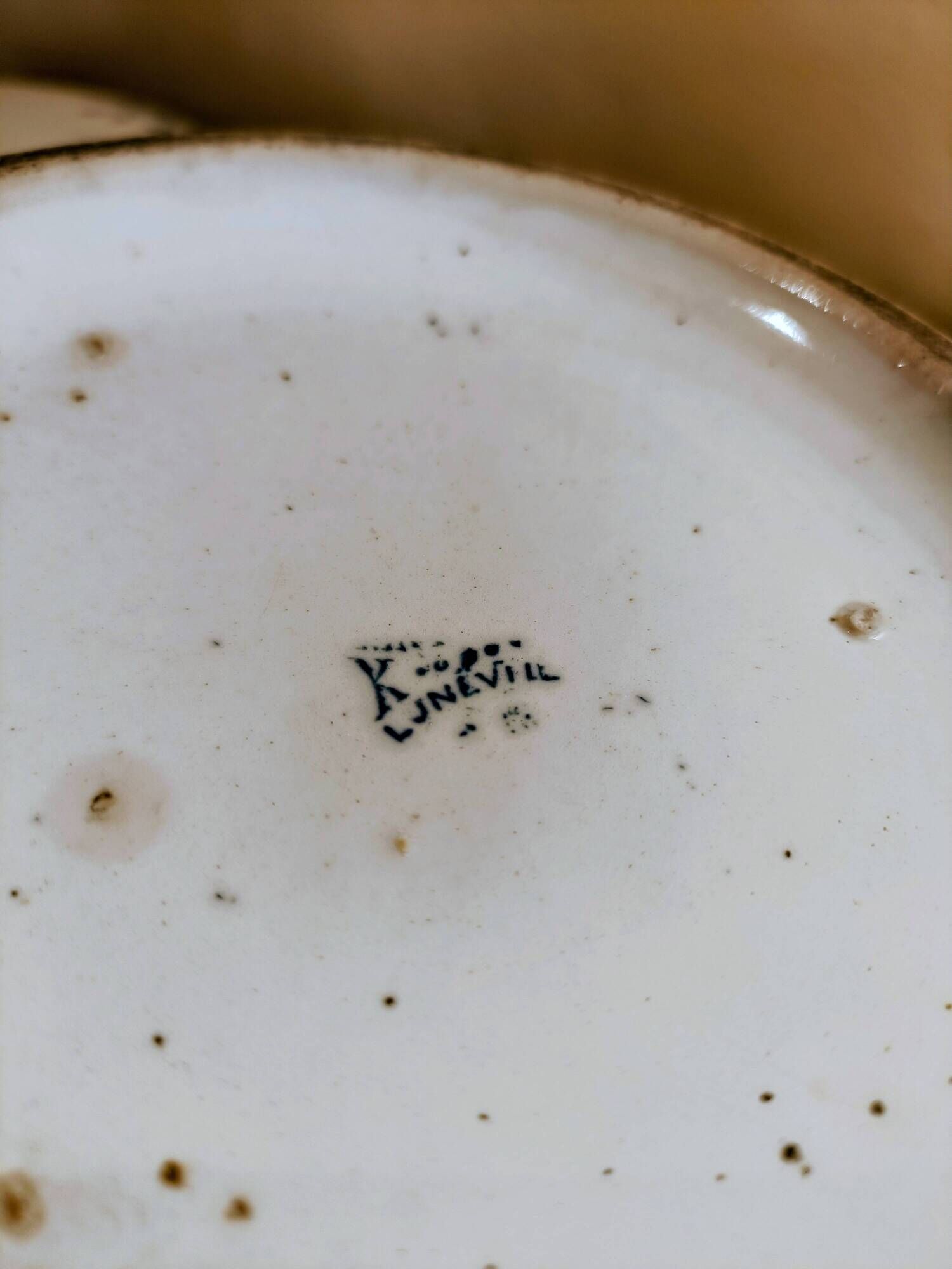 Large soup tureen blue and white ironstone K G Lunéville
