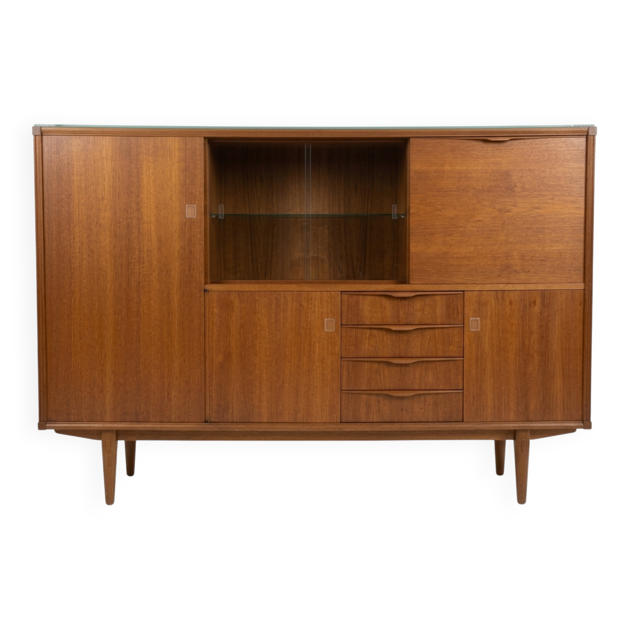 Buffet haut, meuble bar en teck, années 1960