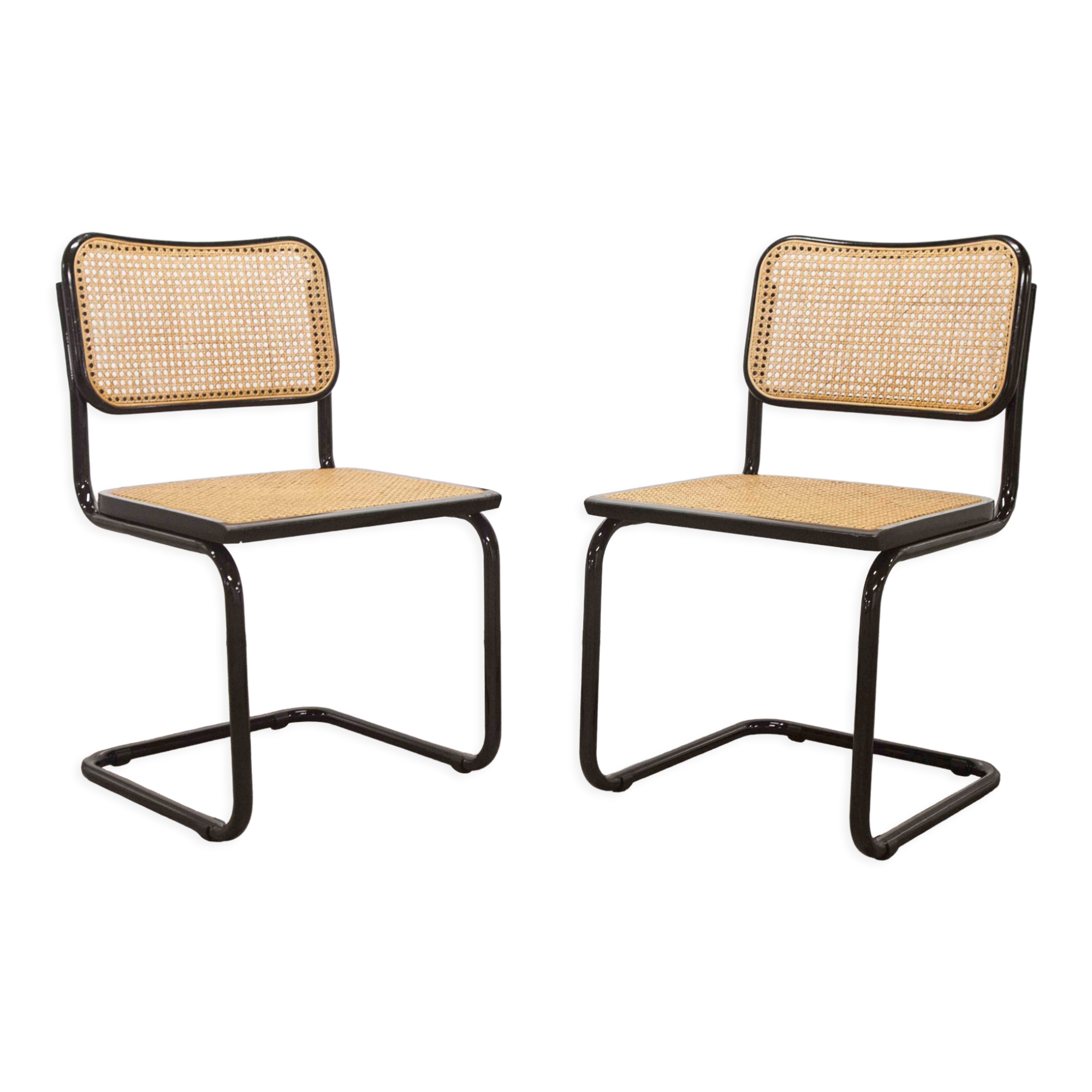 Pair of black Breuer B32 chairs restored, new stamps
