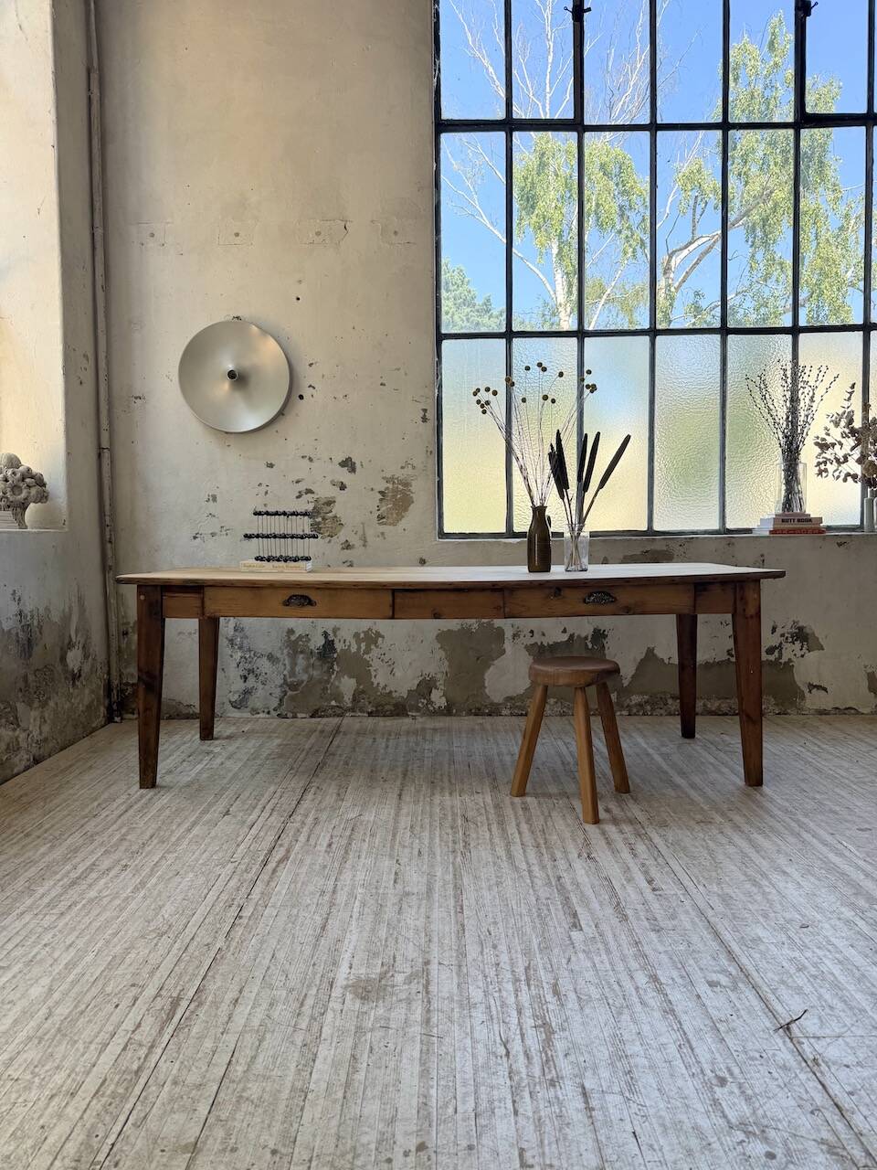 1950s pine farmhouse table 220cm