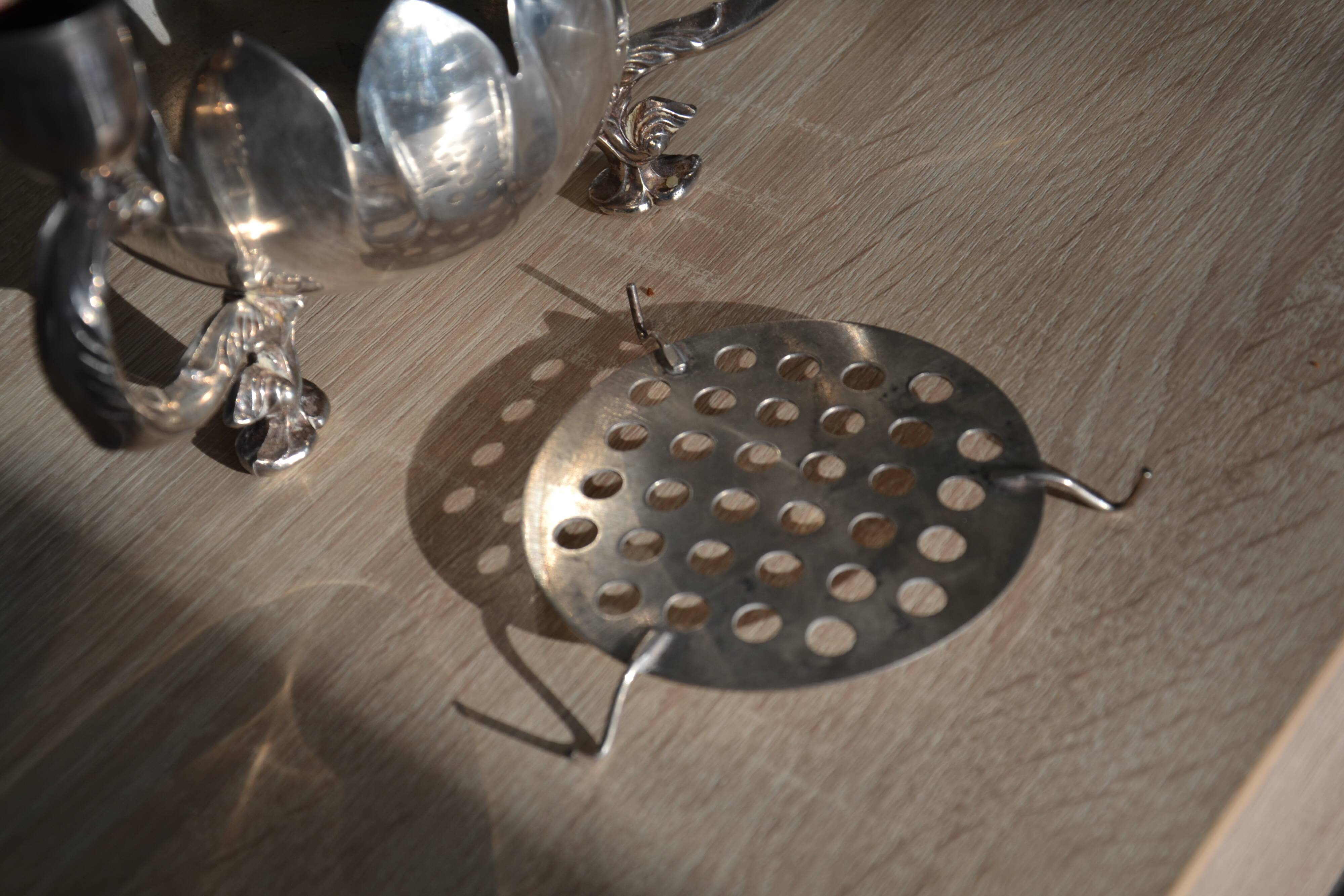 Silver-plated metal flower spike candlestick