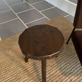Vintage wood tripod stool or side table