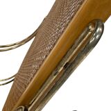 Vintage brass curved wooden rocking chair