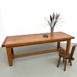 Large modernist farmhouse table in solid beech, thick dowelled top.