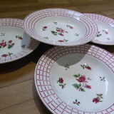 4 hollow plates Digoin Sarreguemines model Rosa