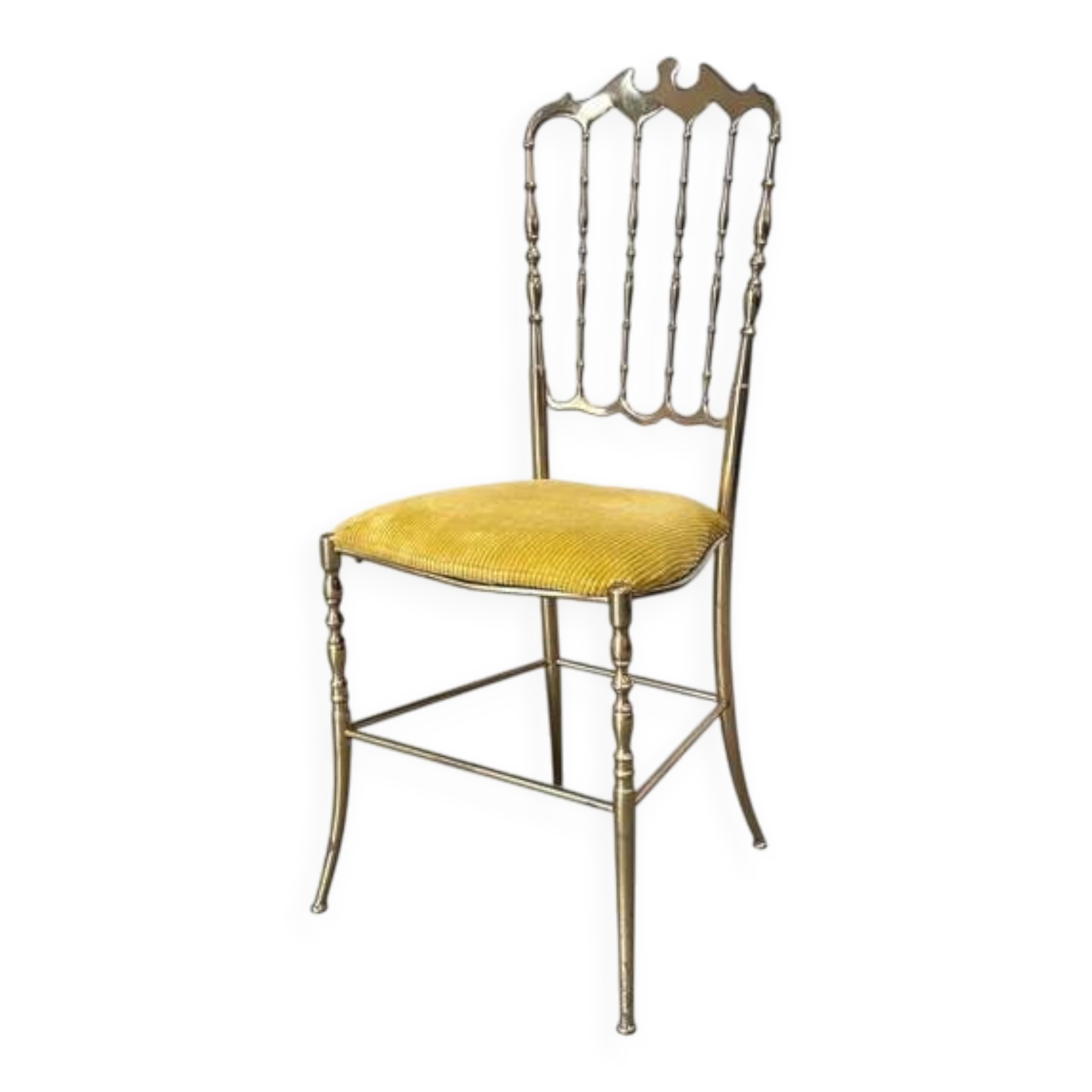 Chaise de salle à manger en laiton italienne par Chiavari, années 1970.