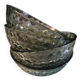 Set of 4 smoked green molded glass bowls - 1970s