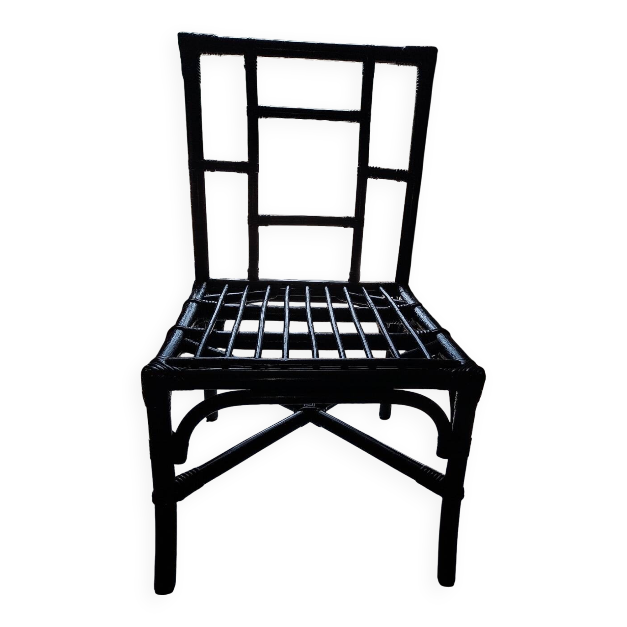 4 fauteuils en rotin noir