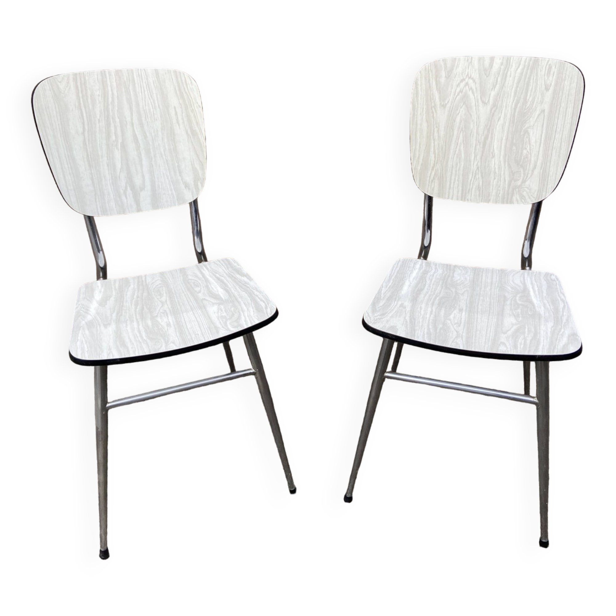 Pair of vintage formica chairs 1960 mid-century