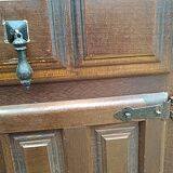 Low oak and wrought iron sideboard 18th/19th century