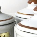Set of 3 speckled ceramic spice jars with lids - In very good condition