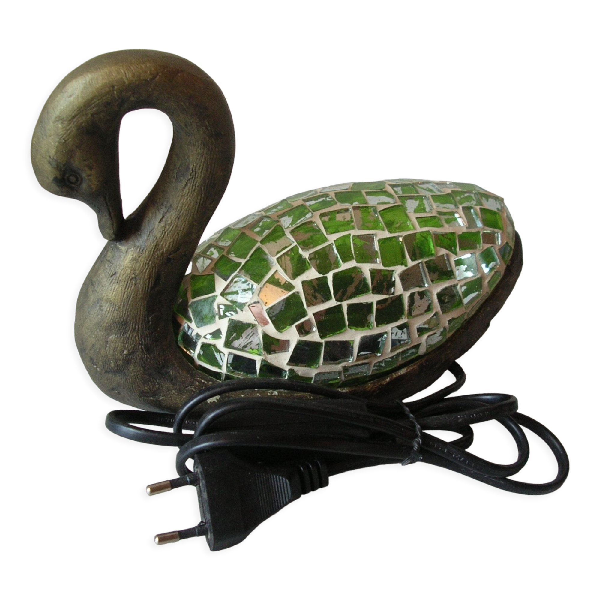 Table lamp a swan resin lampshade glass stained glass style deco office