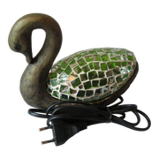 Table lamp a swan resin lampshade glass stained glass style deco office