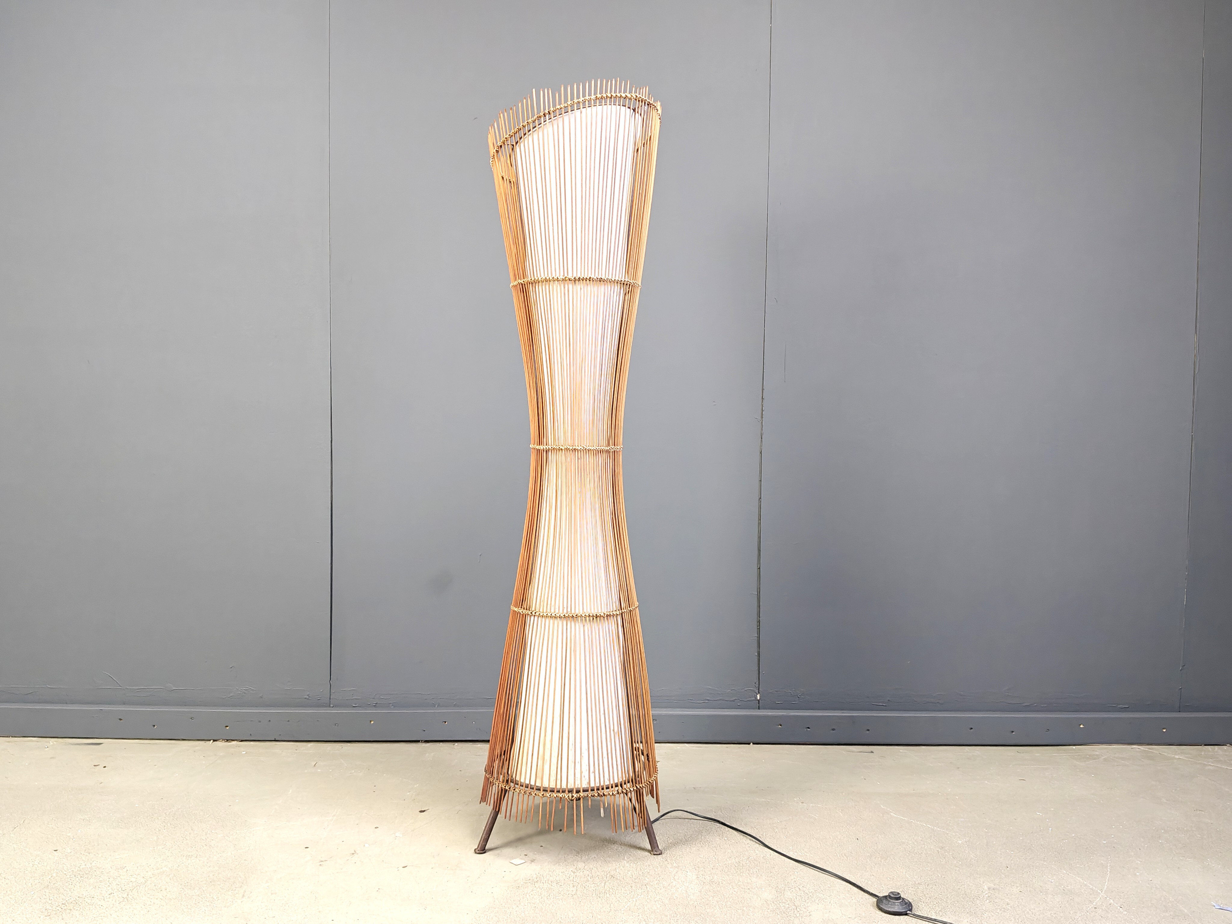 Vintage Italian bamboo floor lamp, 1960s
