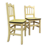 Paire de chaises en bois et formica jaune