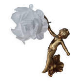 Vintage gilded bronze cherub wall light