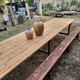 French antique garden dining table – XXL wine table with benches