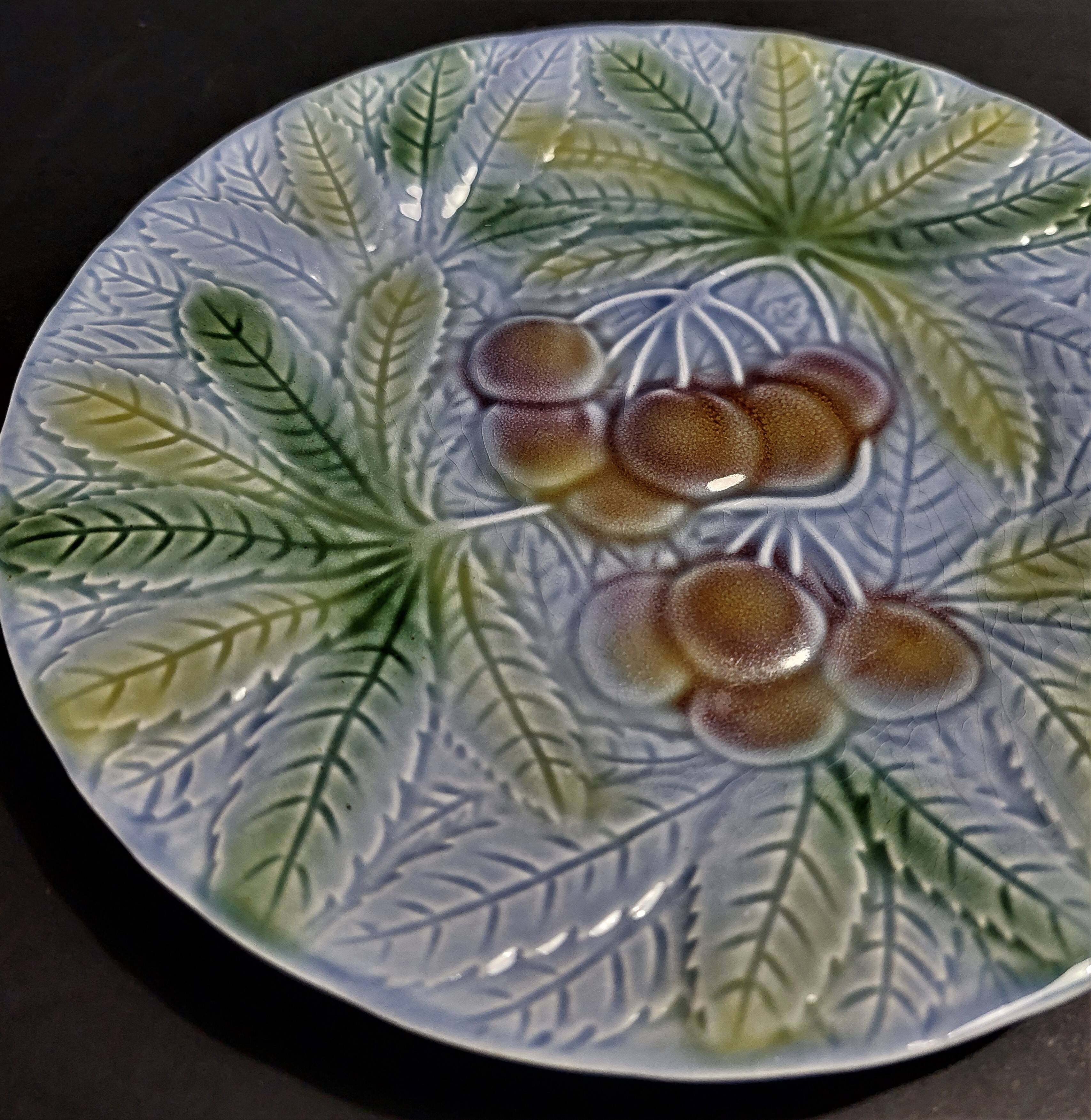 Cherry barbotine plate Salins les Bains 20th century