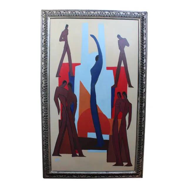 Vintage Figurative Abstract Nudes Painting