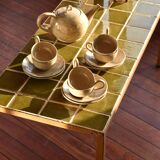 Vintage coffee table green tiles