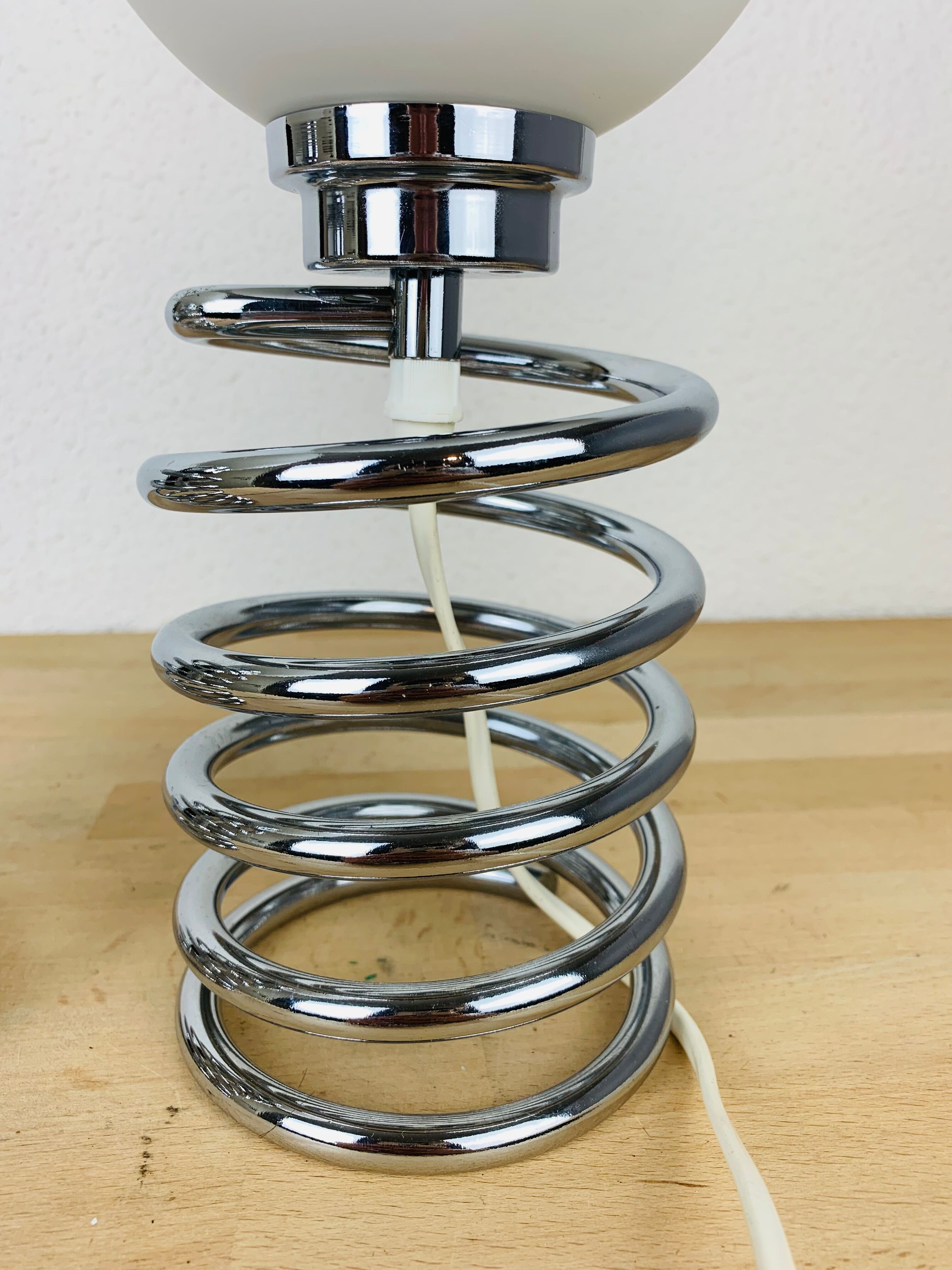 Pair of lamps spring chrome 70s