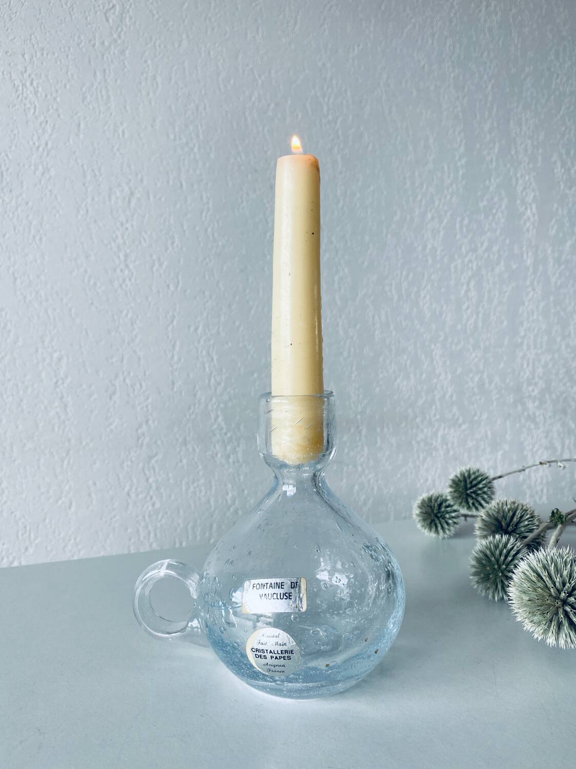 Blown crystal candle holder