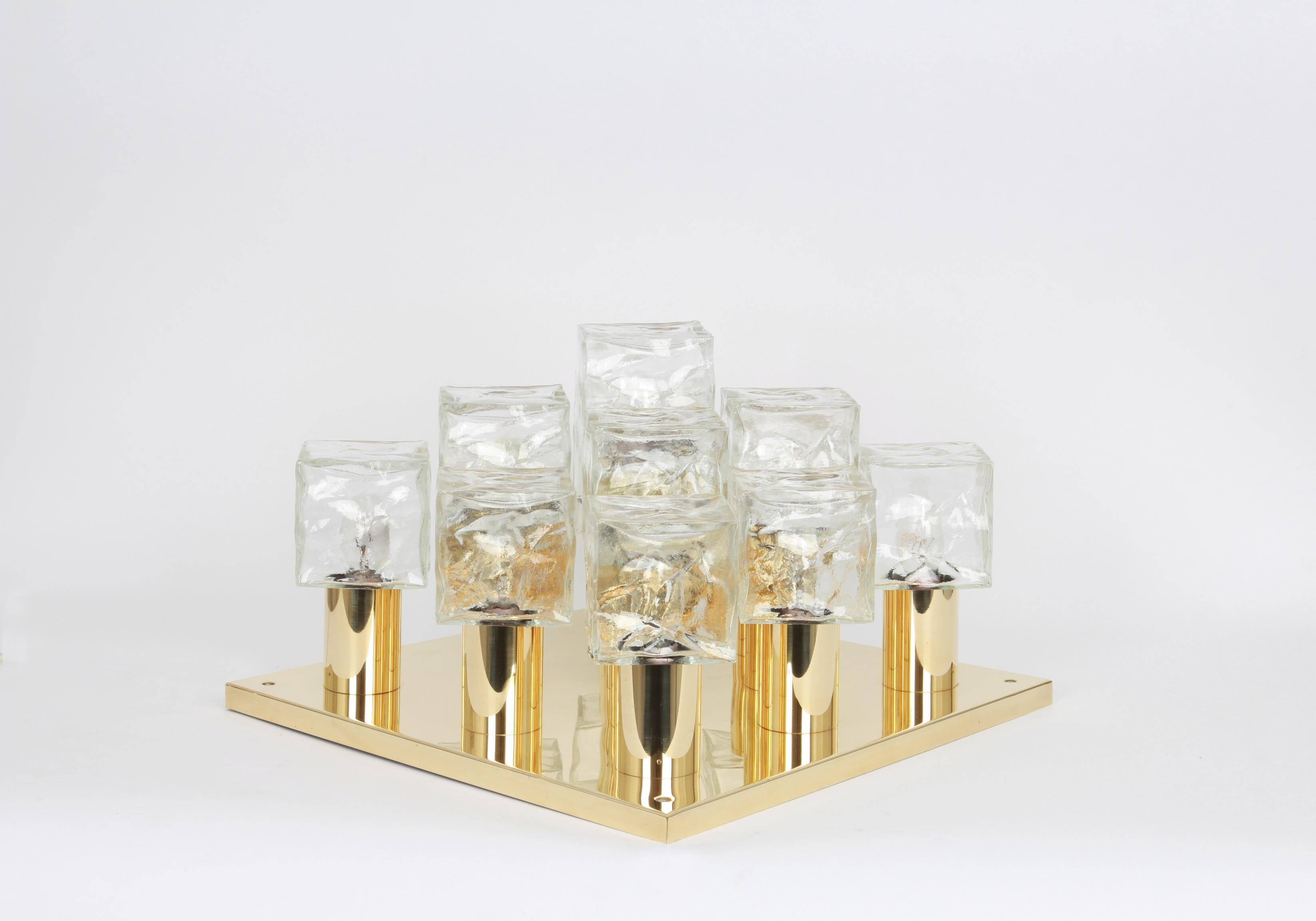 Large glass ice chandelier from Murano by Kalmar, Austria, 1960s.