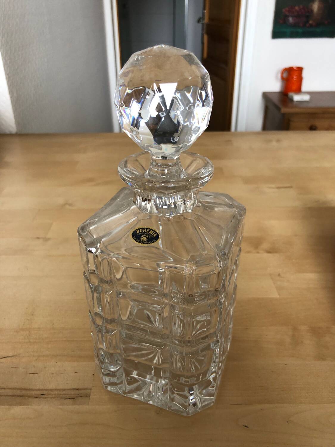Bohemian crystal whiskey decanter from the 1950s