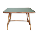 Rectangular rattan table green top