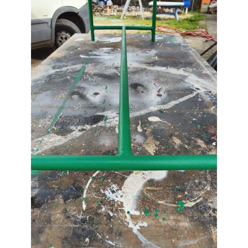 Banc des années 50 en fer et bois