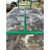 Banc des années 50 en fer et bois