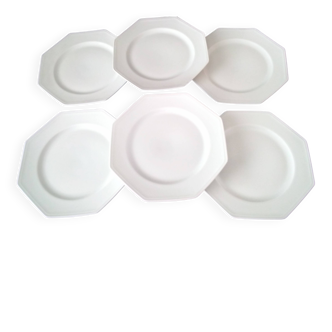 6 flat plates made of Limoges porcelain