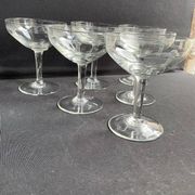 6 engraved crystal champagne glasses – Art Deco