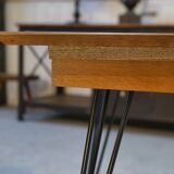 Oak table with cast iron and bronze legs, Italian design, 1960s
