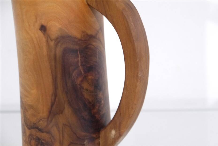 Olive wood vase with handle 1960