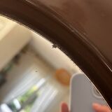 Vintage round mirror from the 70s, smoked brown plastic