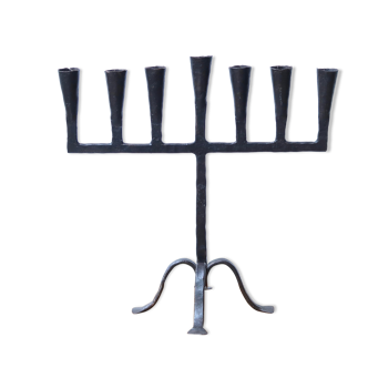 7-spoke wrought iron candle holder, 50s