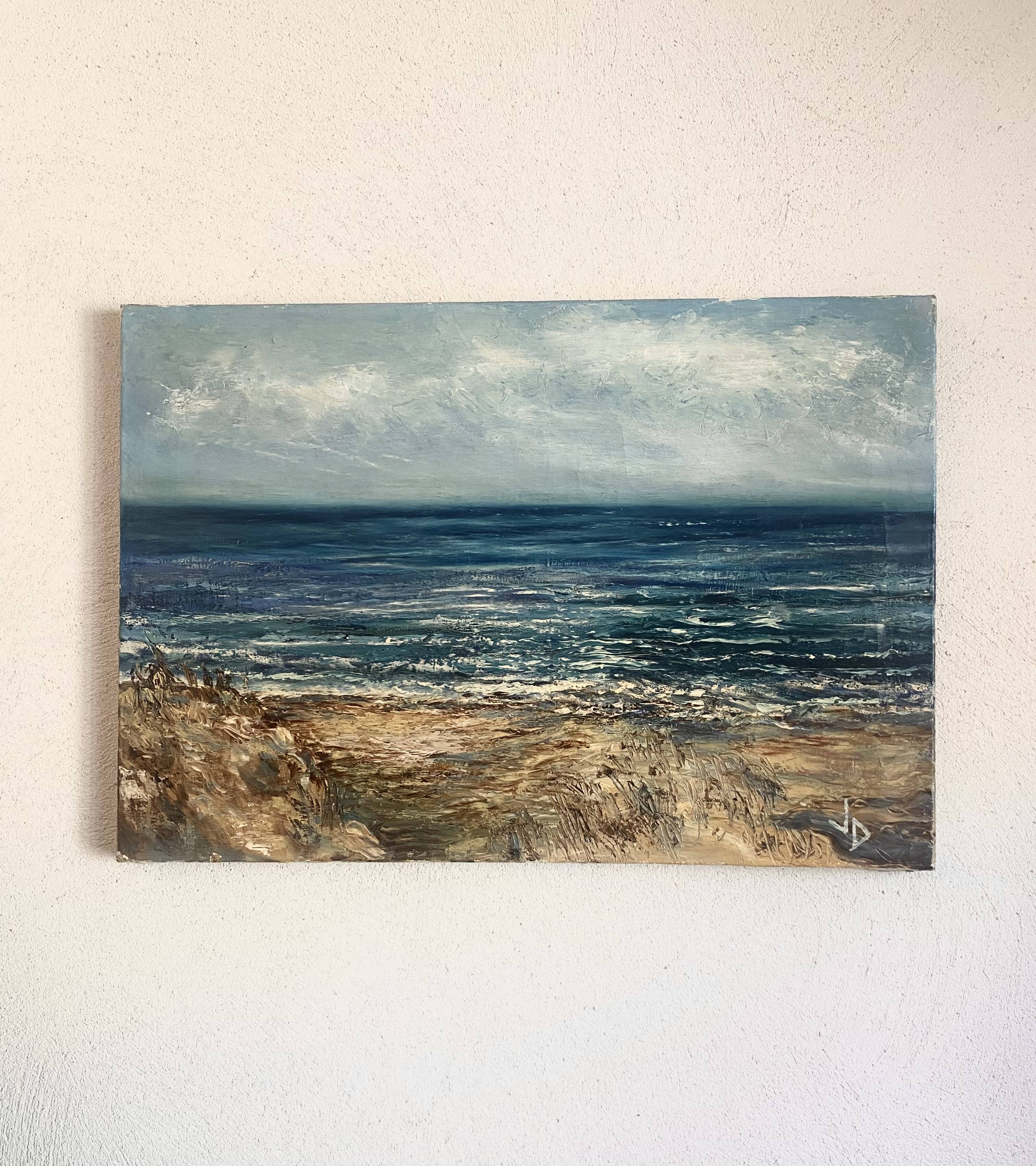 Tableau Huile sur toile plage de Sète  années 80