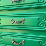 Vintage green oak chest of drawers from the 1960s.