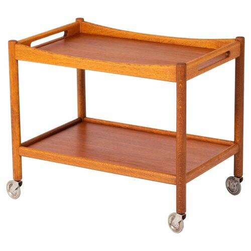 Chariot de bar danois moderne du milieu du siècle par Hans J. Wegner pour Andreas Tuck, années 1950.
