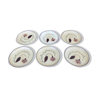 6 dessert plates Ateliers du Revernay France Matte stoneware