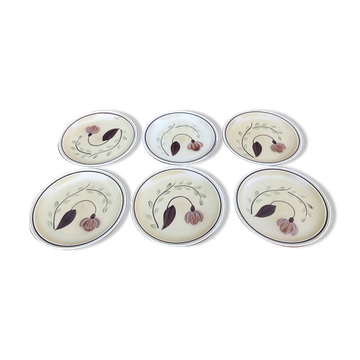 6 dessert plates Ateliers du Revernay France Matte stoneware