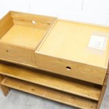 Low cabinet from Maison Regain, solid elm, circa 1960, with drawer