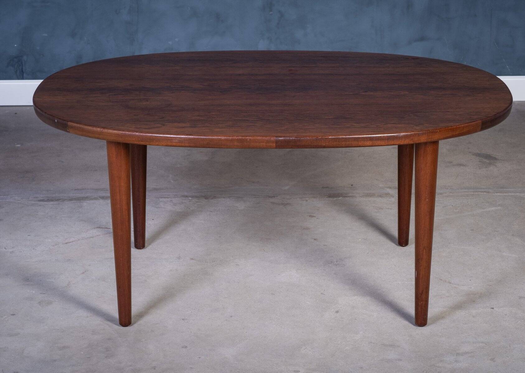 Oval Coffee Table in Rosewood attributed to Aksel Kjersgaard, Odense Møbelfabrik, 1960s