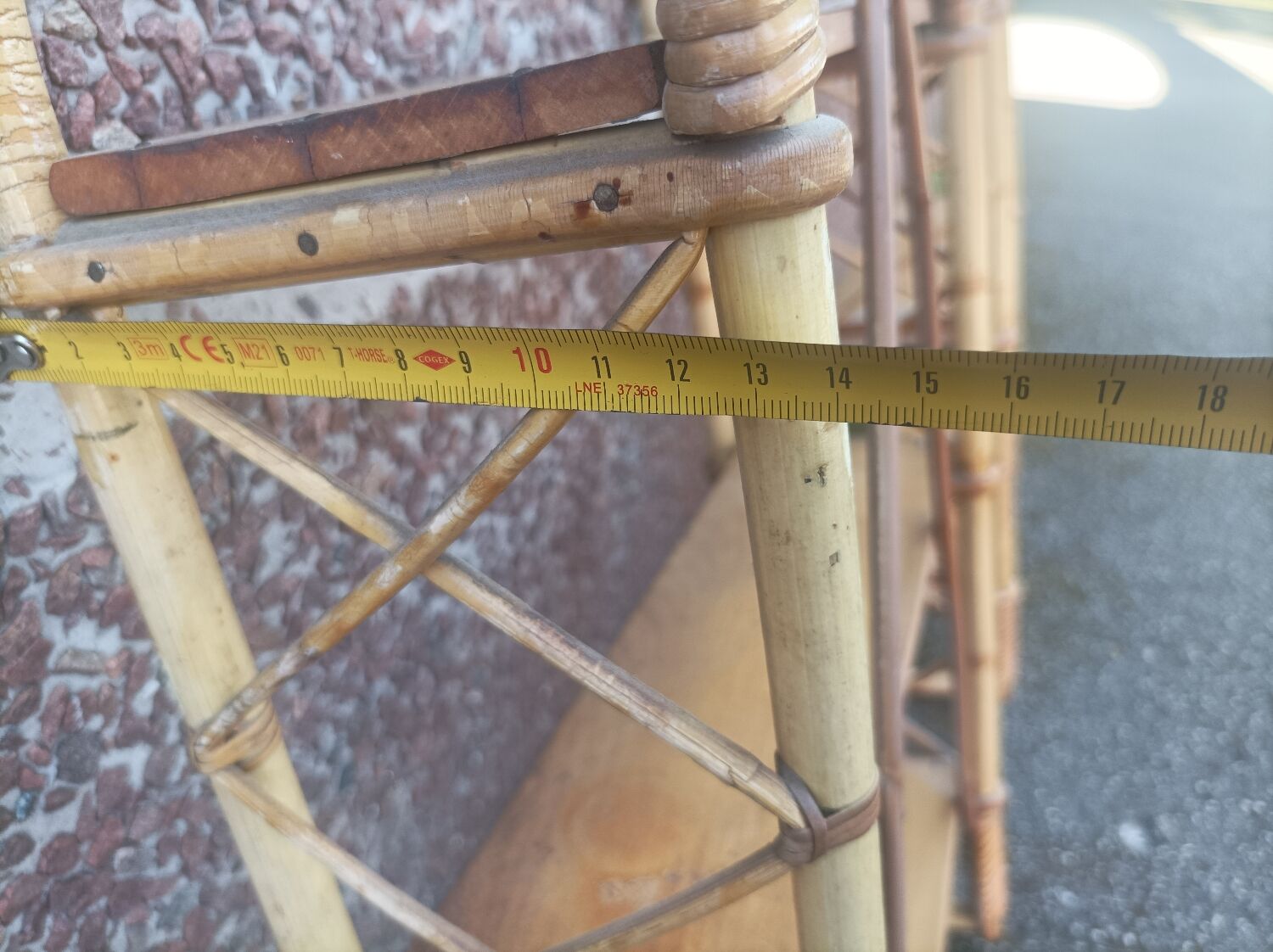 Pair of wall shelves vintage in rattan bamboo wicker