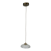 Vintage suspension in white opaline with a bulged shape – 1960s lampshade, brass.